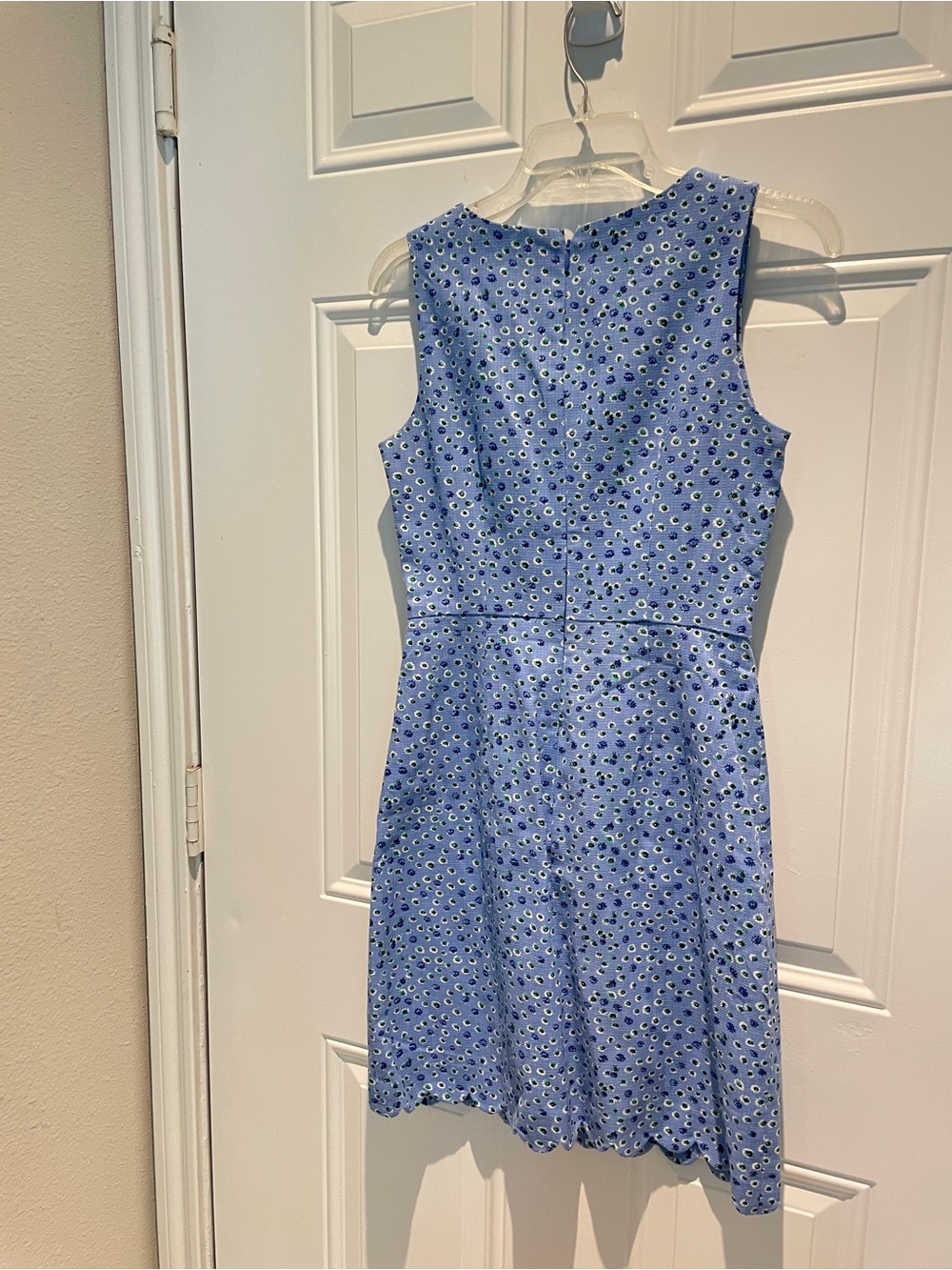 J. Crew Factory Blue Floral Scallop Square Neck A-Line Sheath Mini Dress Size 0 - Picture 11 of 14